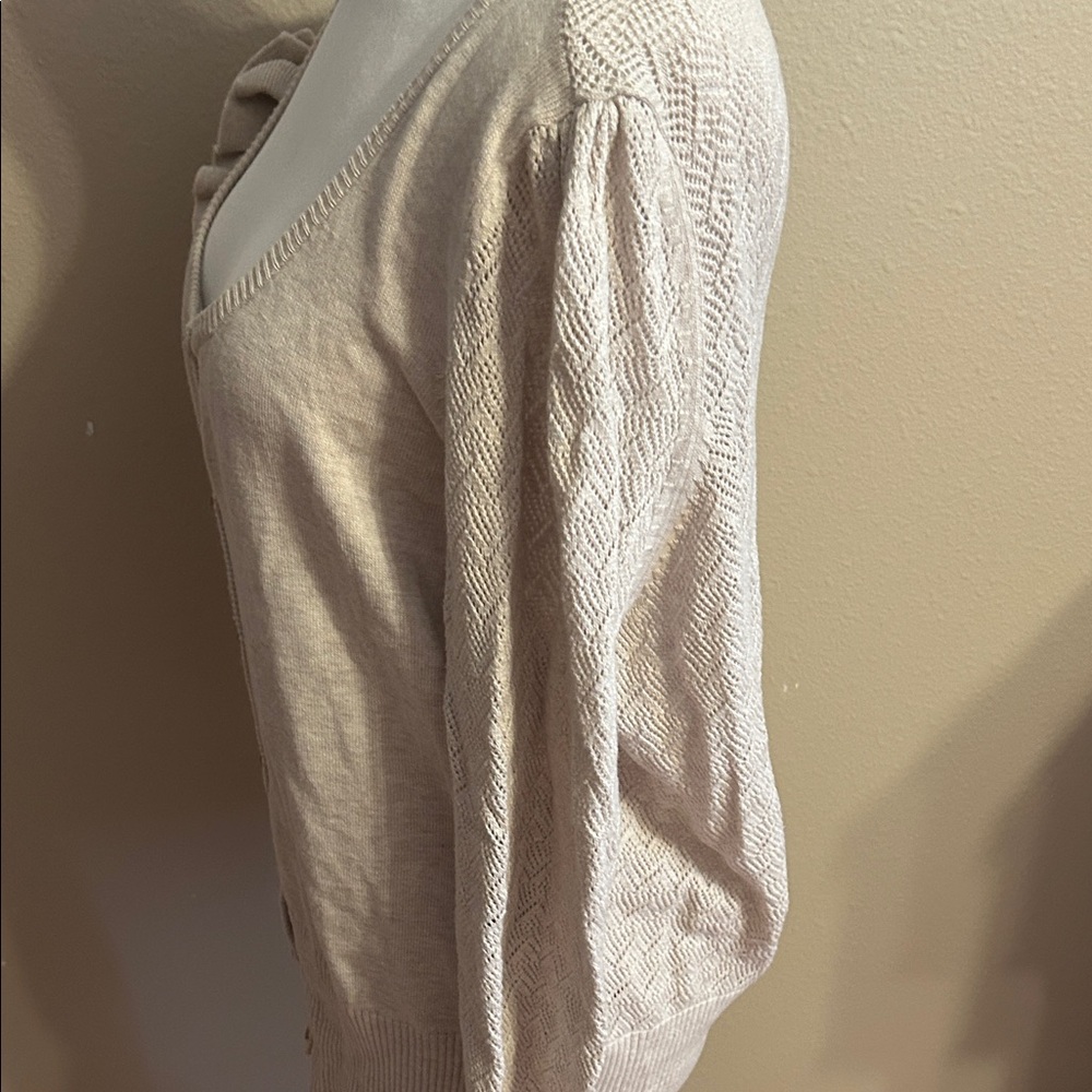 Red Cream Ruffle Button-Up Cardigan - Picture 4 of 4